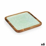 Decorațiune pentru Centrul Mesei Gift Decor Alb Maro Verde Poliester Rășină Lemn de mango 25 x 25 cm 25,4 x 2,54 x 25,4 cm Frunz