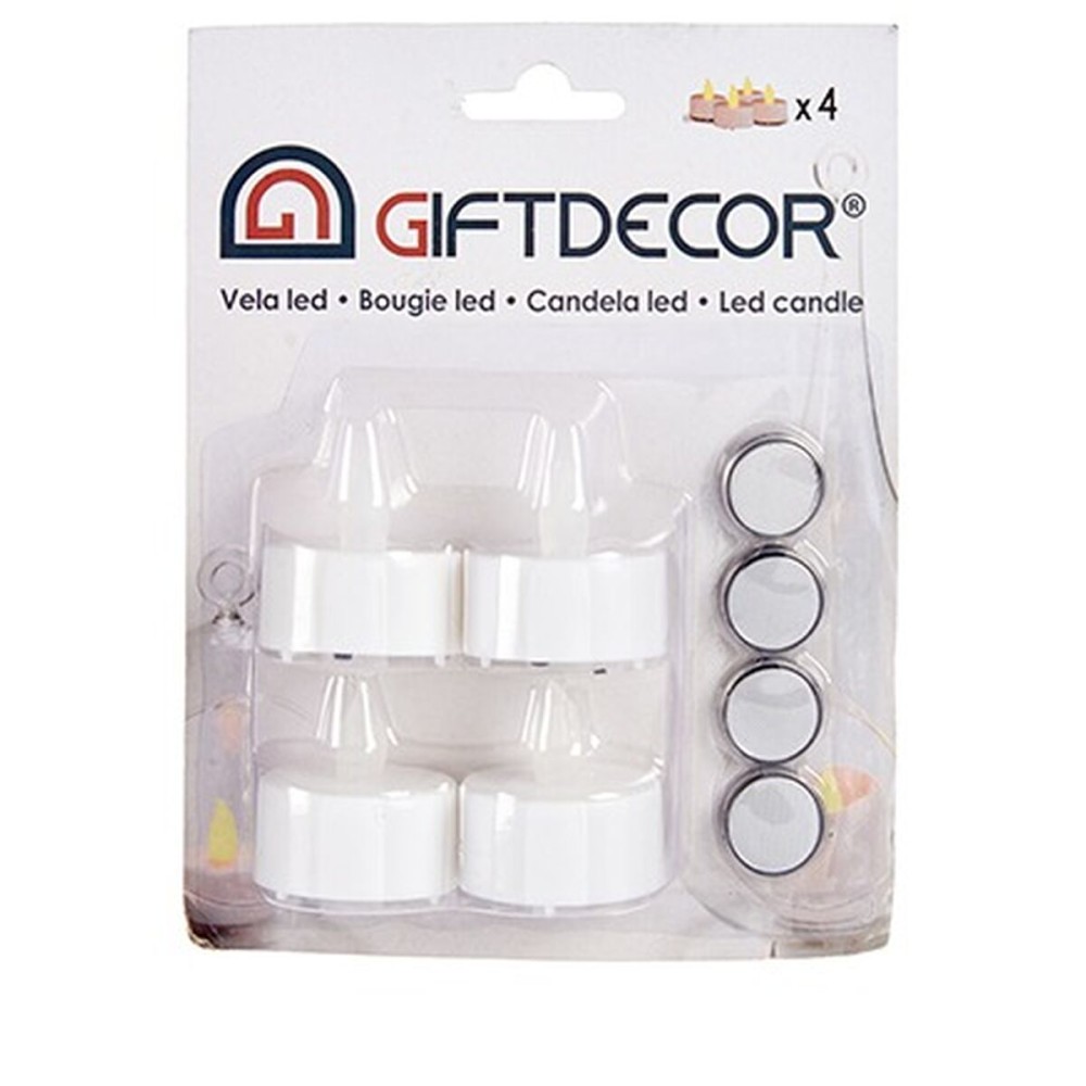 Set de Lumânări Gift Decor Alb 4 x 4 x 3,7 cm 13,5 x 17 x 4 cm LED (12 Unități)