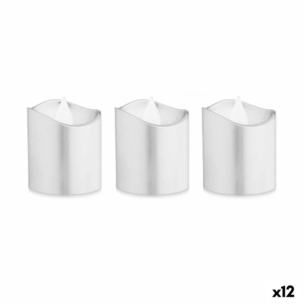 Set de Lumânări Gift Decor Argintiu 18 x 14 x 4 cm 3,7 x 3,7 x 5 cm LED (12 Unități)