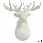 Ornament de Crăciun Krist+ Alb Plastic Purpurină Ren 14 x 15,5 x 7 cm (24 Unități)