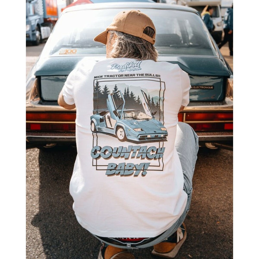 Tricou cu Mânecă Scurtă Bărbați RADIKAL  NICE TRACTOR NEAR THE BULLS Alb L