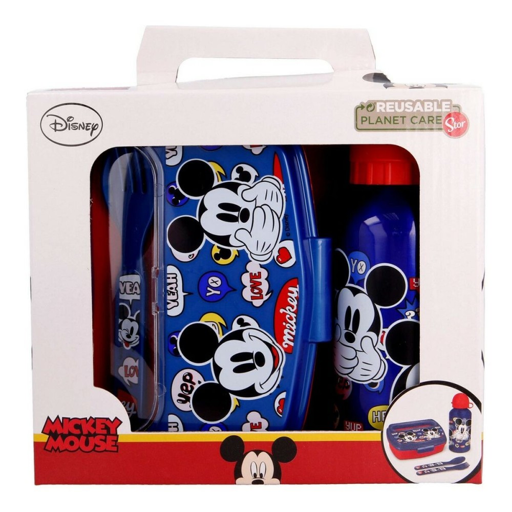 Set de Menaj pentru Copii Mickey Mouse Happy smiles 21 x 18 x 7 cm Roșu Albastru