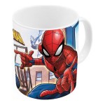 Cană tip Halbă Spider-Man Great power Albastru Roșu Ceramică 350 ml
