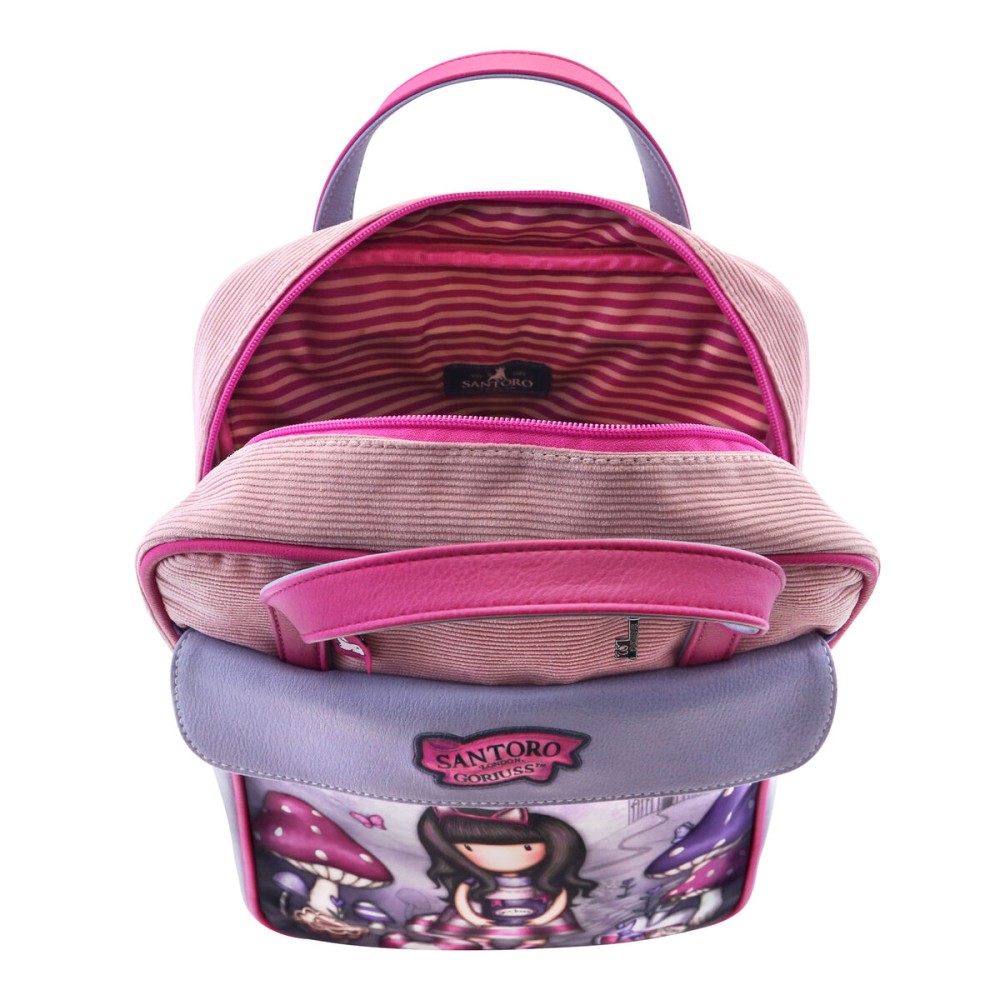 Rucsac Gorjuss Cheshire cat Roz Mov (27 x 10 x 37 cm)