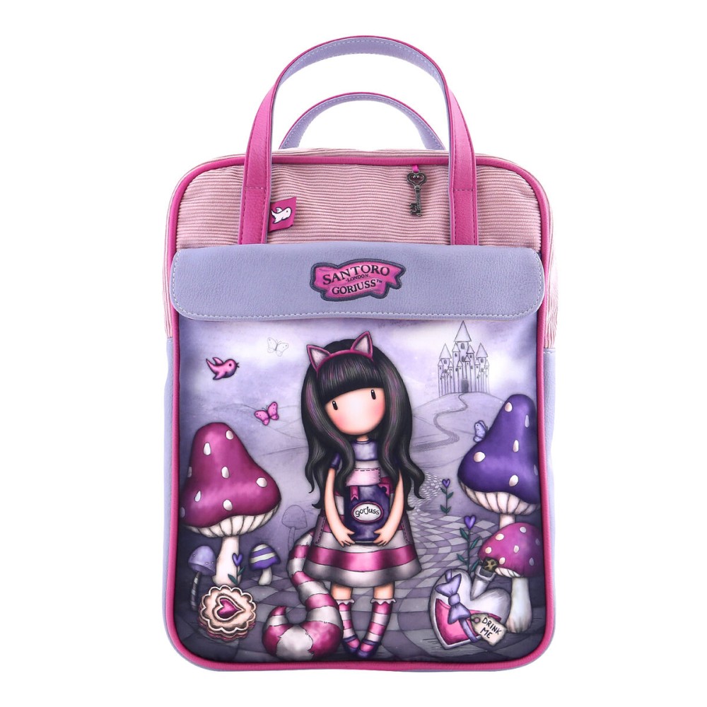 Rucsac Gorjuss Cheshire cat Roz Mov (27 x 10 x 37 cm)