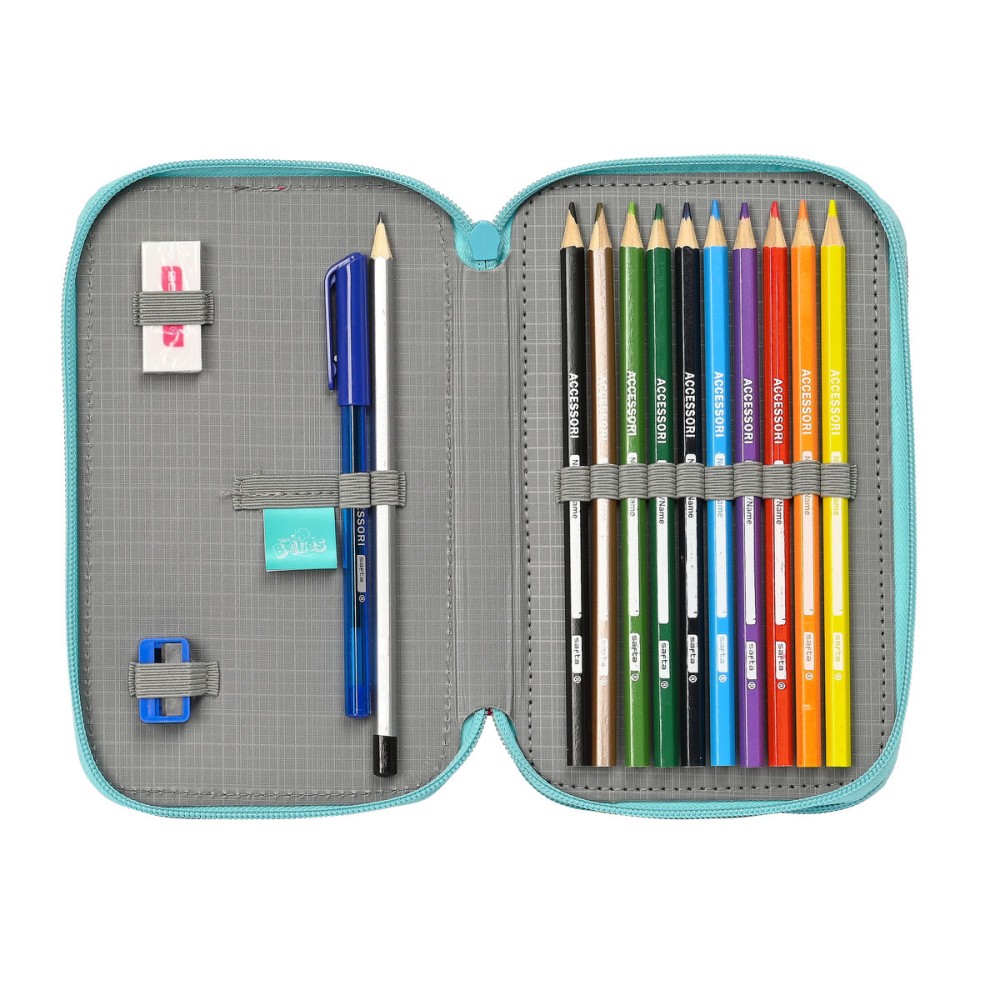 Creion dublu The Bellies Alb Mov Turquoise 12.5 x 19.5 x 4 cm (28 Piese)