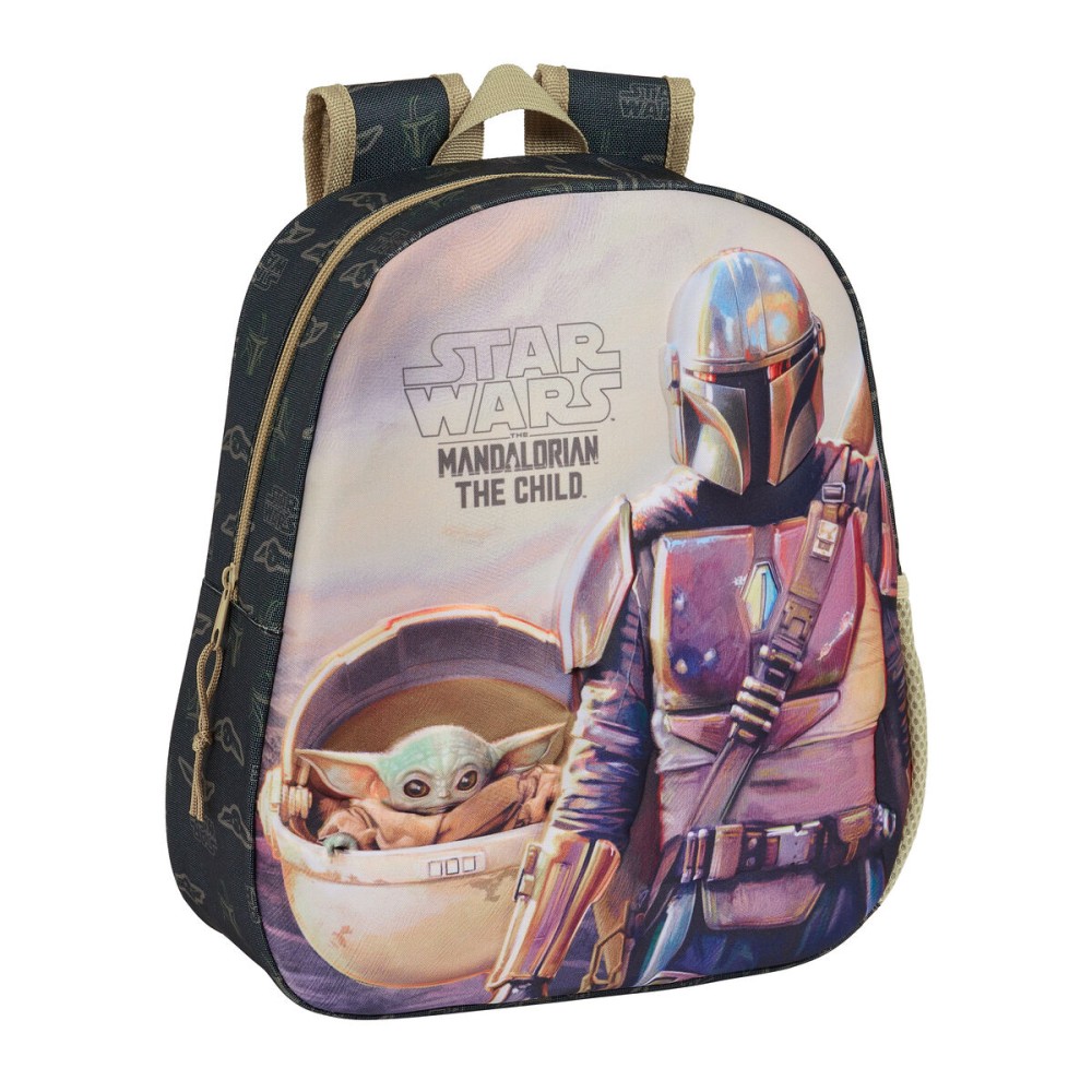 Rucsac pentru Copii 3D The Mandalorian Negru Bej 27 x 33 x 10 cm