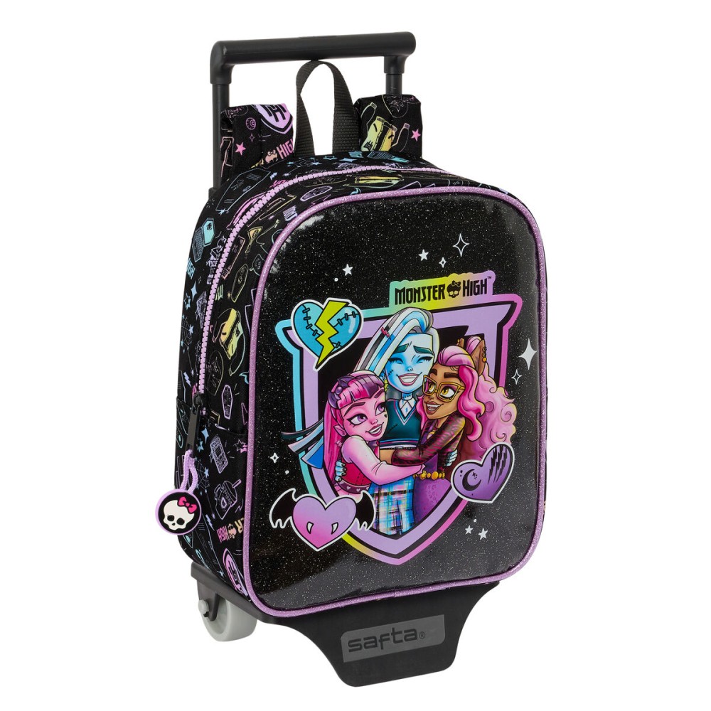 Ghiozdan cu Roți Monster High Negru 22 x 27 x 10 cm