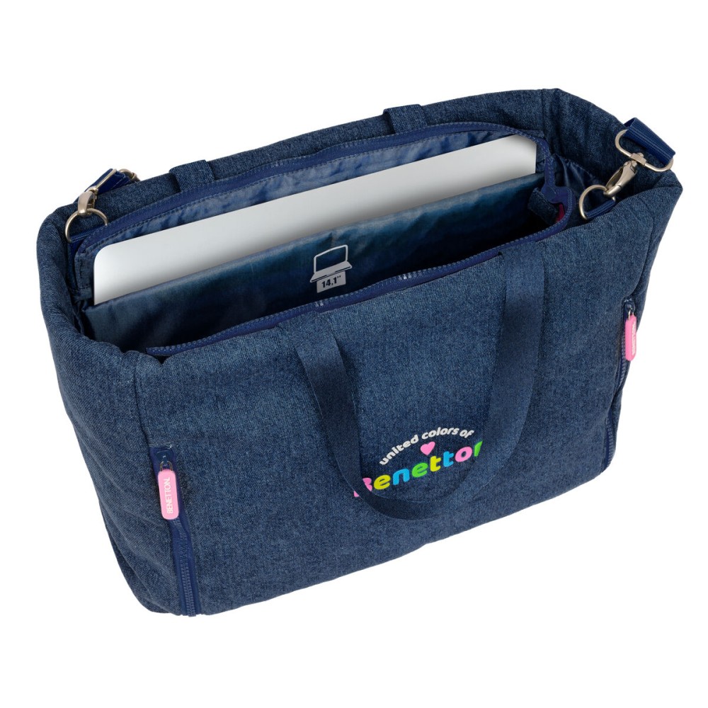 Geantă Benetton Denim Albastru 40 x 31 x 17 cm