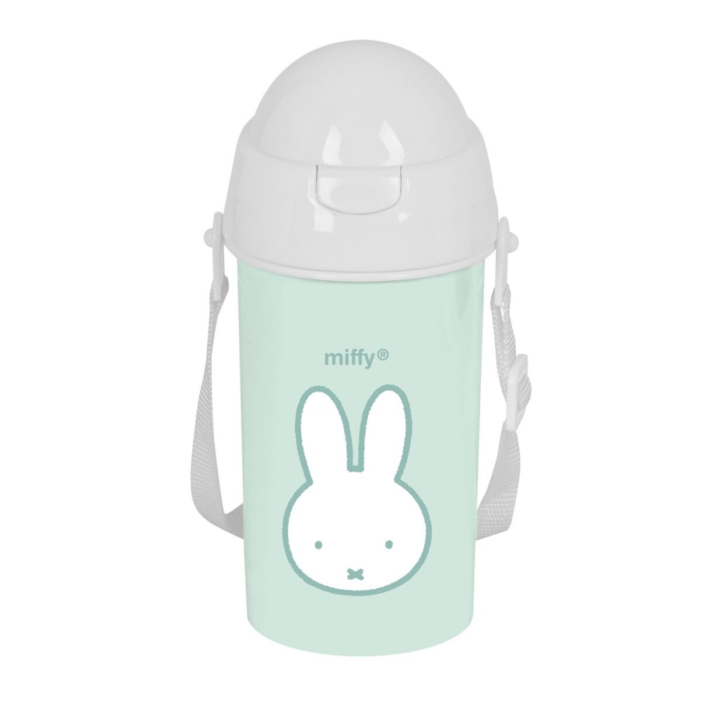 Sticlă cu Capac și Pai Miffy Menta Mentă PVC 500 ml