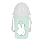 Sticlă cu Capac și Pai Miffy Menta Mentă PVC 500 ml