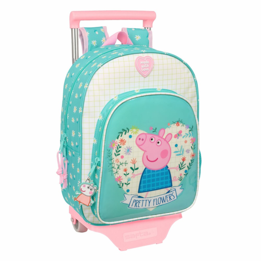 Ghiozdan cu Roți Peppa Pig Pretty flowers Galben Mentă 26 x 11 x 67 cm 26 x 34 x 11 cm