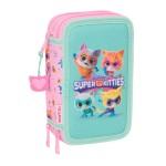Penar Triplu SuperKitties Roz Turquoise 12,5 x 19,5 x 5,5 cm 37 Piese
