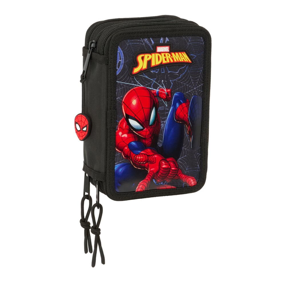Penar cu Accesorii Spider-Man Attack Negru 12,5 x 19,5 x 5,5 cm 37 Piese