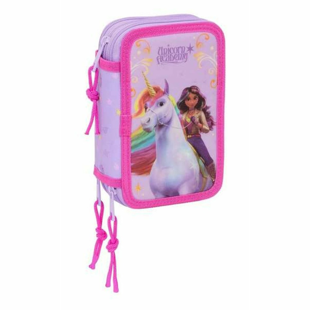 Penar Triplu Unicorn Academy Liliachiu 12,5 x 19,5 x 5,5 cm 37 Piese