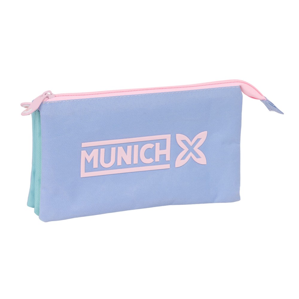 Penar triplu Munich Mellow Albastru Roz Albastru celest 22 x 12 x 3 cm