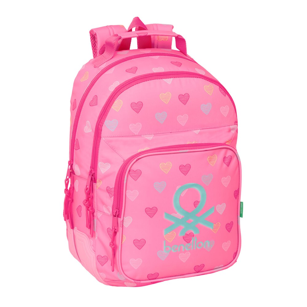 Ghiozdan Benetton Heart Roz 32 x 42 x 15 cm