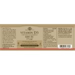 Vitamina D3 (colecalciferol) Solgar 600 iu 60 Capsule