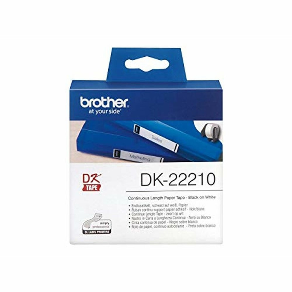 Hârtie Continuă pentru Imprimante Brother DK22210 29 x 30,48 mm Alb Negru 80 g/m² (1 Unități)