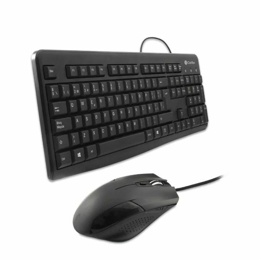 Tastatură și Mouse CoolBox COO-KTR-01U Negru Qwerty Spaniolă QWERTY