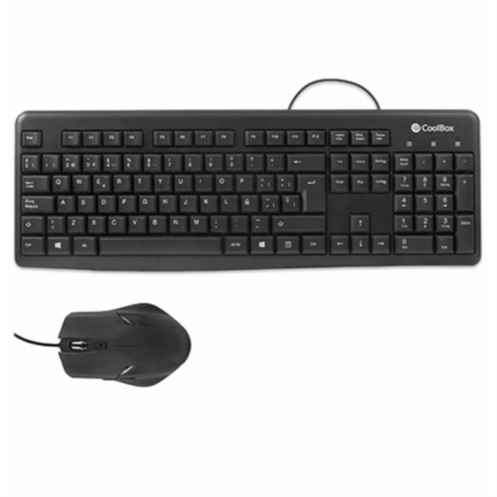 Tastatură și Mouse CoolBox COO-KTR-01U Negru Qwerty Spaniolă QWERTY