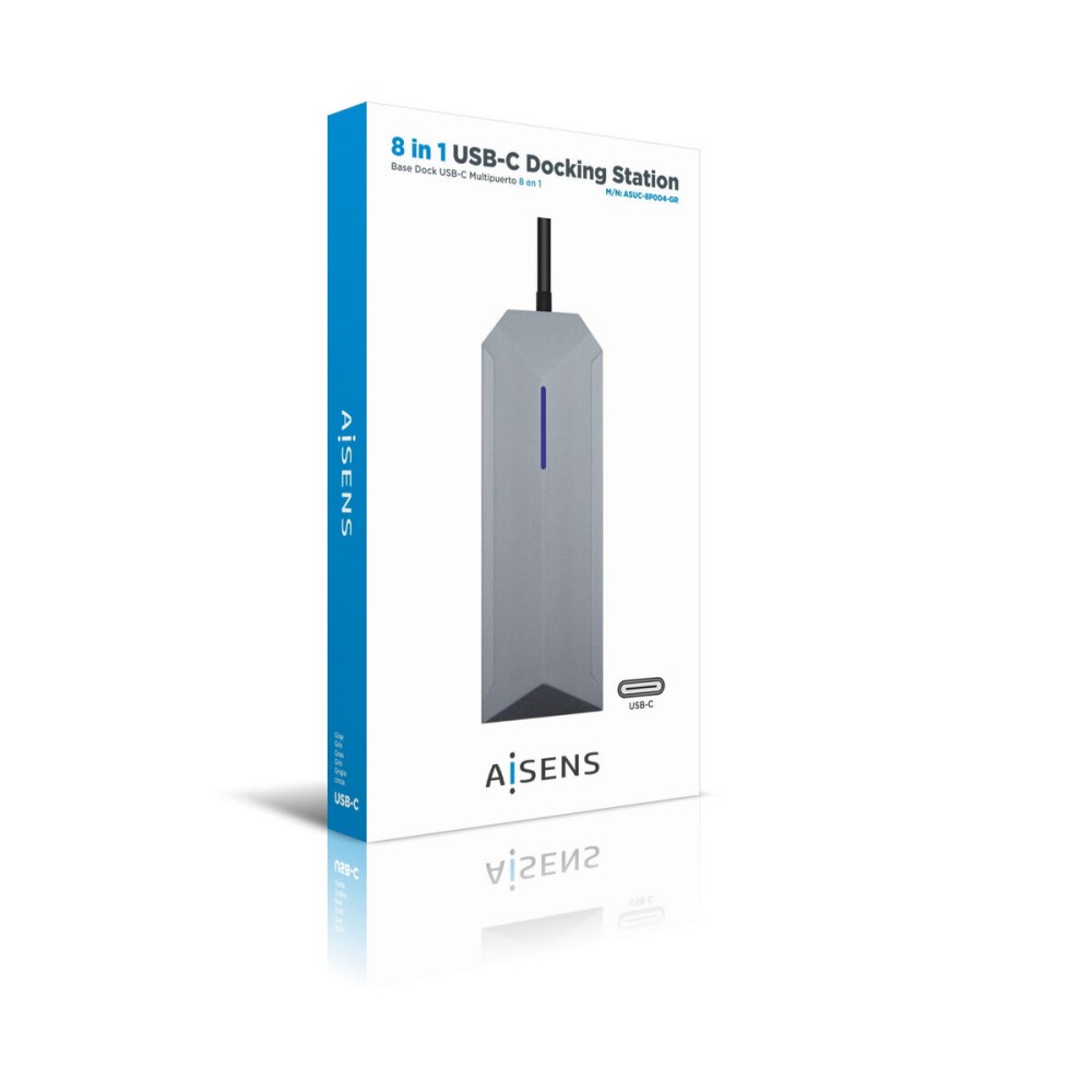 Hub USB Aisens ASUC-8P004-GR Gri 100 W 4K Ultra HD