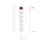 Placă de circuit Prize 5 Puncte de Conectare cu Întrerupător Aisens A154-0651 Alb 3500 W