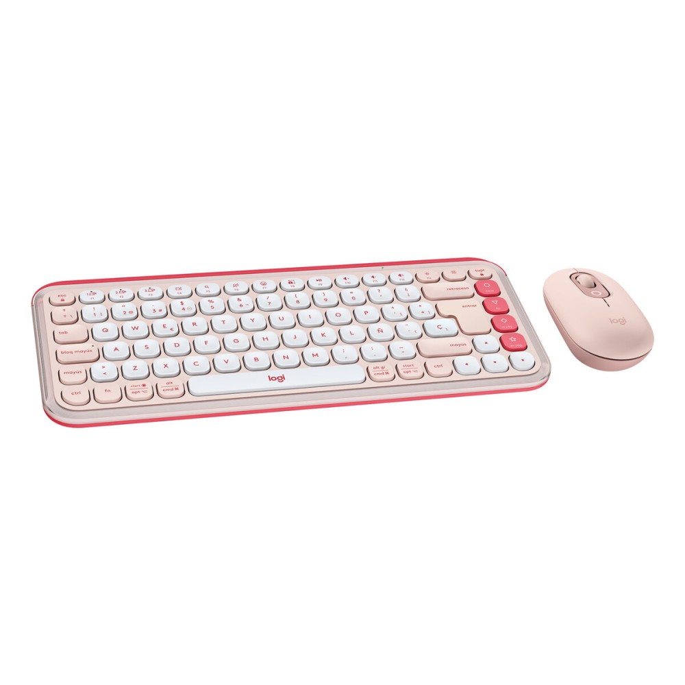Tastatură și Mouse Logitech POP ICON Spaniolă QWERTY Roz