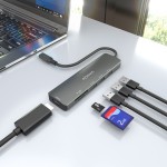 Hub USB Aisens USB-C DOCK 6 EN 1 Gri
