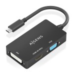 Adaptor USB-C la VGA/HDMI/DVI Aisens A109-0954 Negru 15 cm