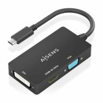Adaptor USB-C la VGA/HDMI/DVI Aisens A109-0954 Negru 15 cm