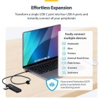 Hub USB Startech H5C4A-USB-HUB-2 Negru