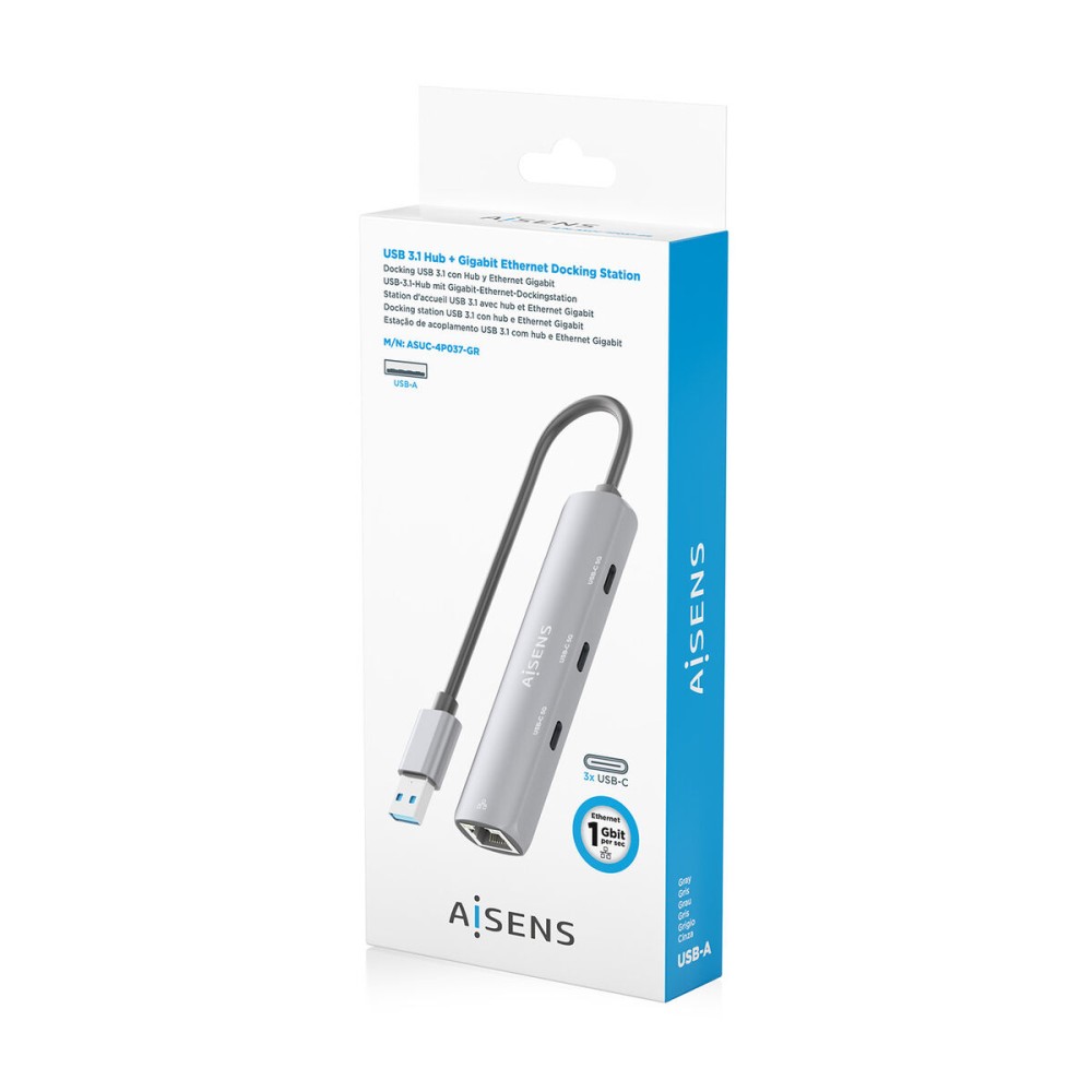 Hub USB Aisens ASUC-4P037-GR Gri