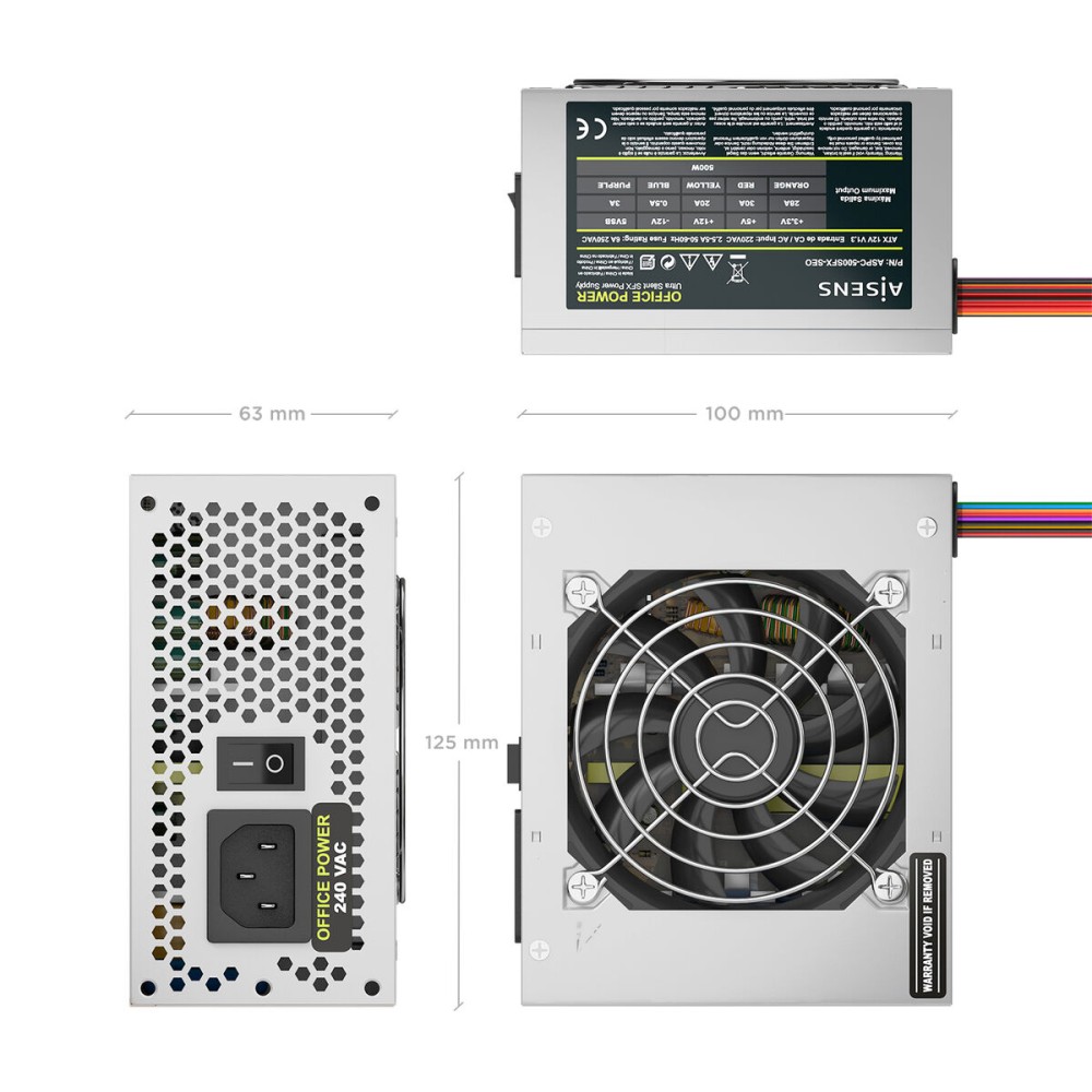 Sursă de Alimentare Aisens ASPC-500SFX-SEO 500 W