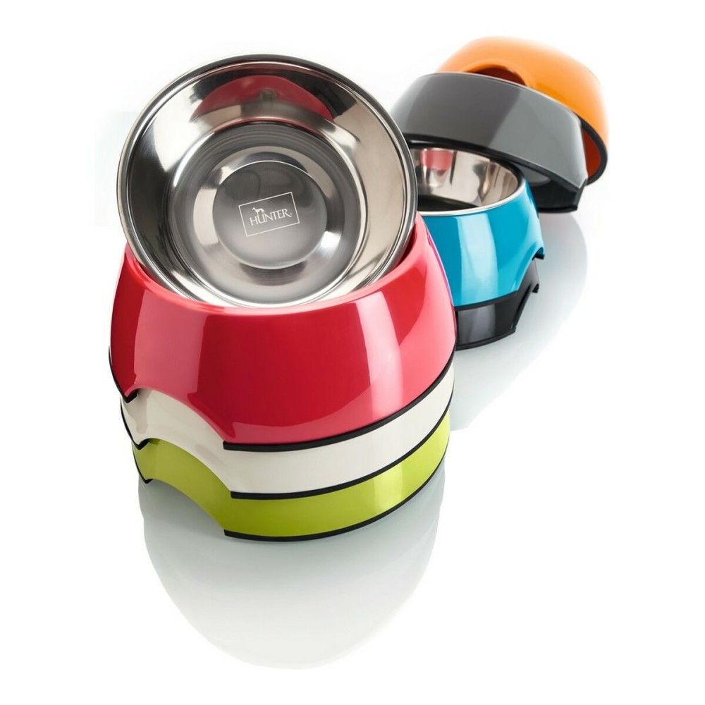 Dispozitiv de hrănire pentru câini Hunter Melamina Oțel inoxidabil Alb 160 ml (14,5 x 14,5 x 7 cm)