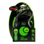 Lesă pentru câine Flexi NEW NEON 5 m Mărimea S Verde