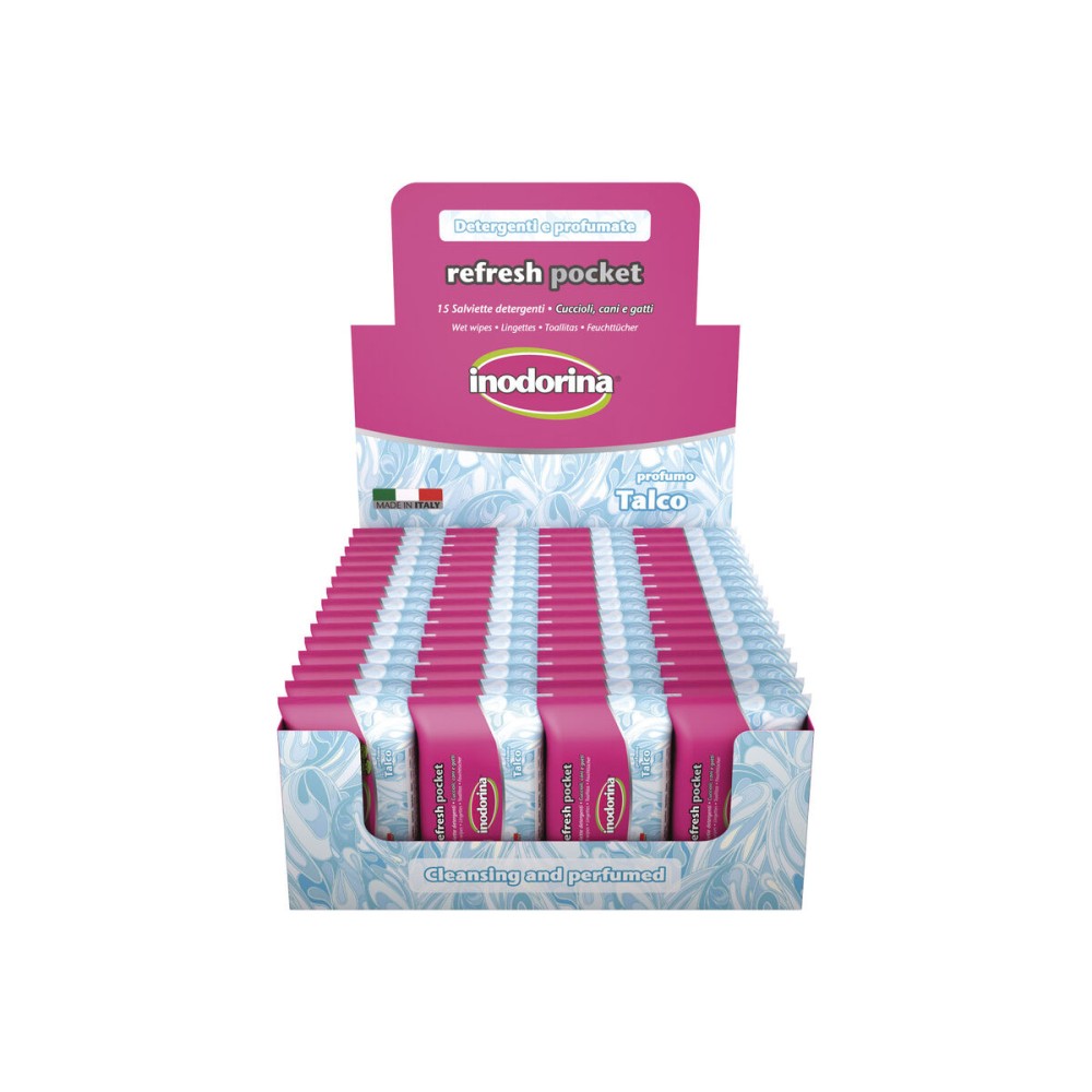 Șervețele umede pentru animale de companie Inodorina Talco Pudră de Talc 60 Unități