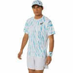 Tricou Sport cu Mânecă Scurtă Asics Game Ss Top Alb Albastru deschis Tenis