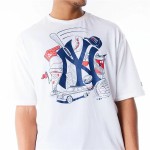 Tricou cu Mânecă Scurtă Bărbați New Era MLB FOOD GRPHC OS New York Yankees Alb