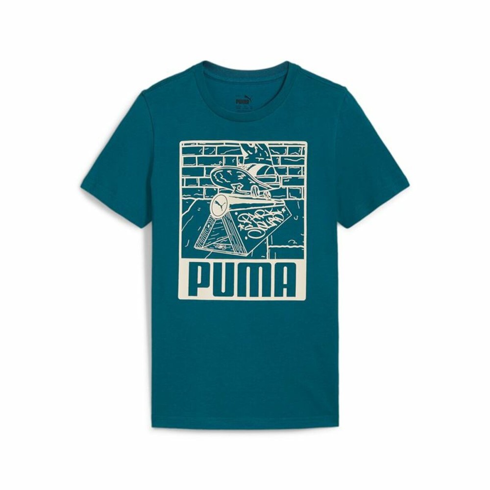 Tricou cu Mânecă Scurtă pentru Copii Puma Ess+ Mid 90S Graphic Albastru