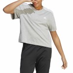Tricou cu Mânecă Scurtă Femei Adidas 3S Cropped Top Gri deschis (XS)
