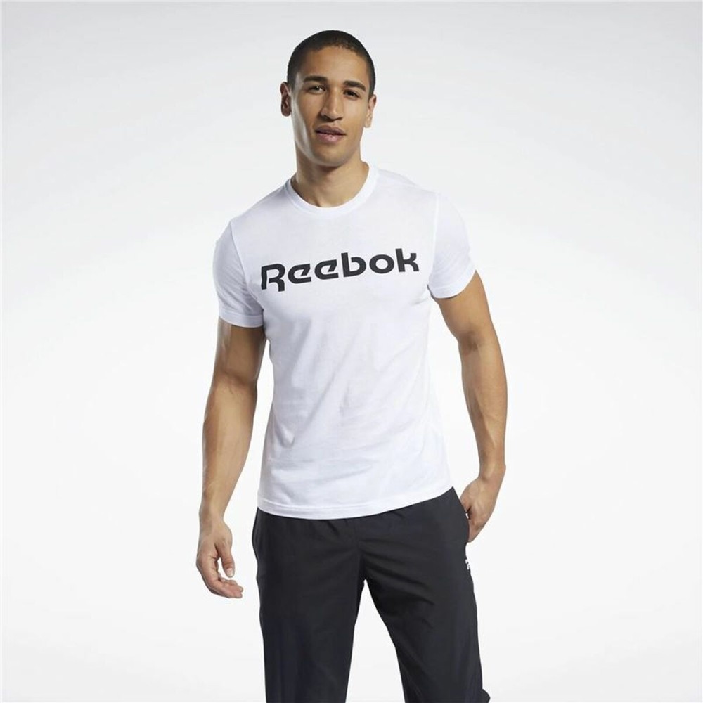 Tricou cu Mânecă Scurtă Bărbați Reebok Graphic Series Linear Logo Alb 2XL
