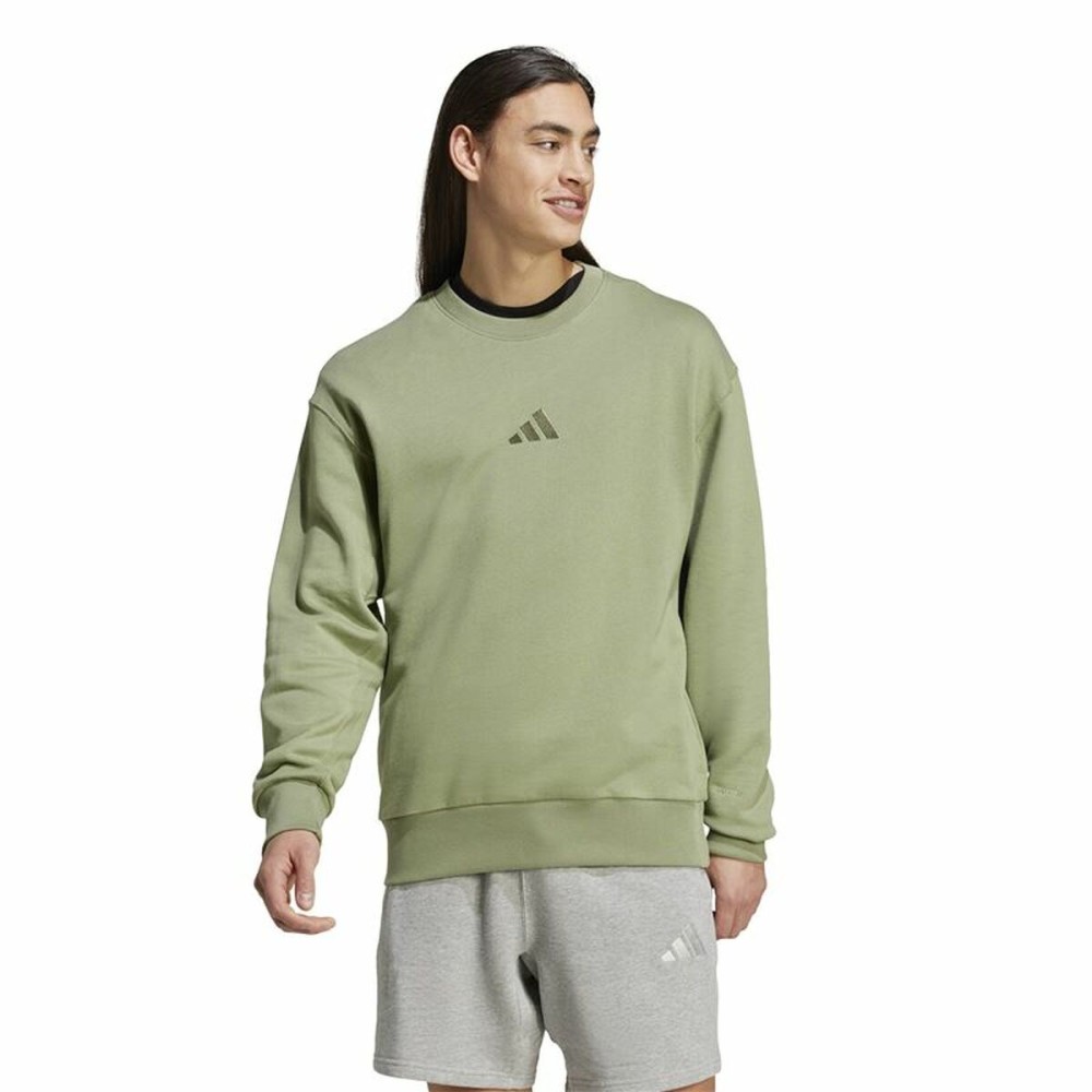 Hanorac fără Glugă Adidas All Szn French Terry Crew Verde L
