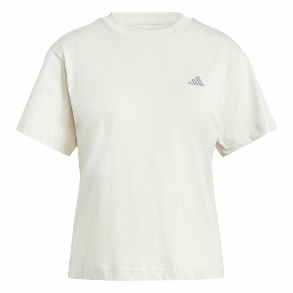 Tricou cu Mânecă Scurtă Femei Adidas Essentials Small Logo Alb Bej