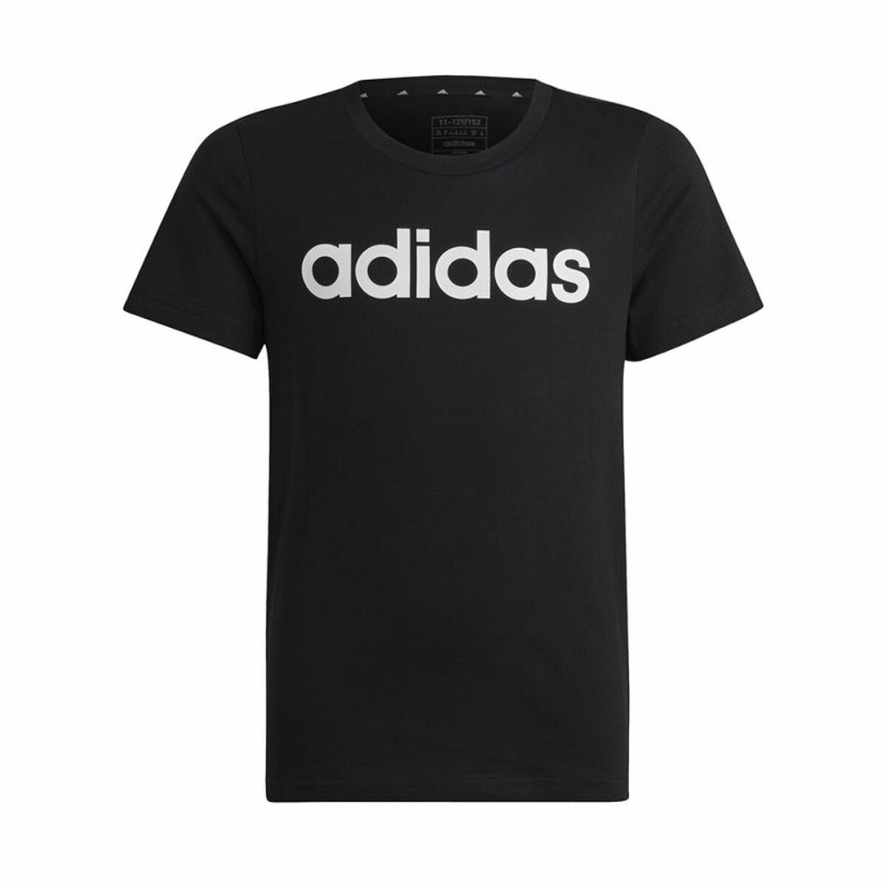 Tricou cu Mânecă Scurtă pentru Copii Adidas Essentils Logo Linear Negru