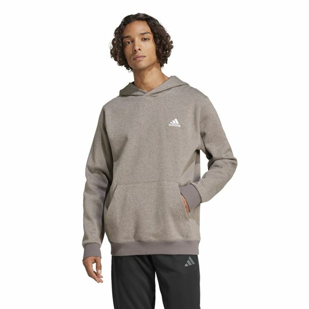 Hanorac cu Glugă Bărbați Adidas Seasonal Essentials Melange Hoodie Maro Bej