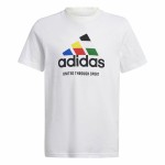Tricou cu Mânecă Scurtă pentru Copii Adidas Nations Alb