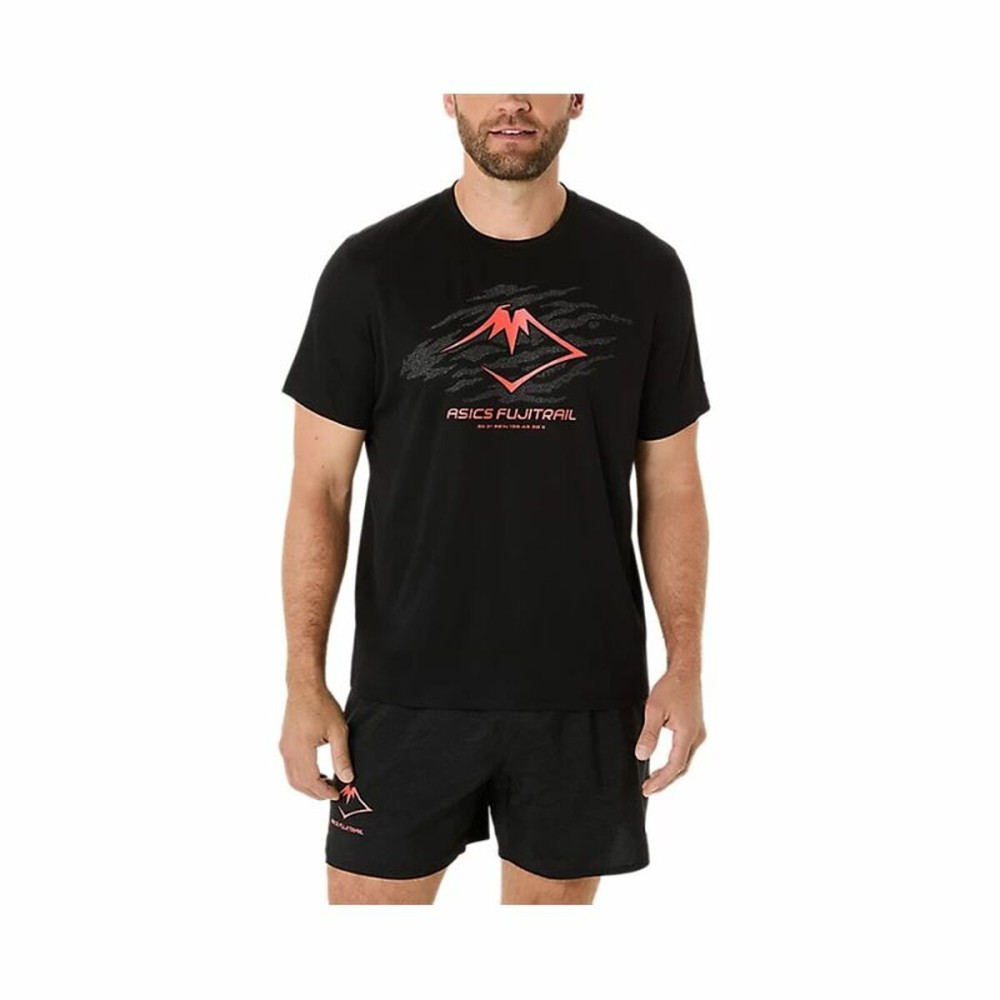 Tricou cu Mânecă Scurtă Bărbați Asics Fujitrail Logo Ss Top Negru