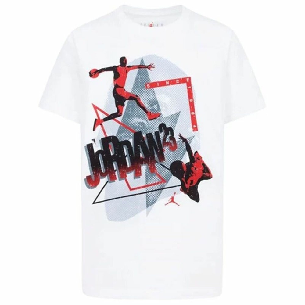 Tricou cu Mânecă Scurtă pentru Copii Jordan Jordan 3Peat Ss Alb