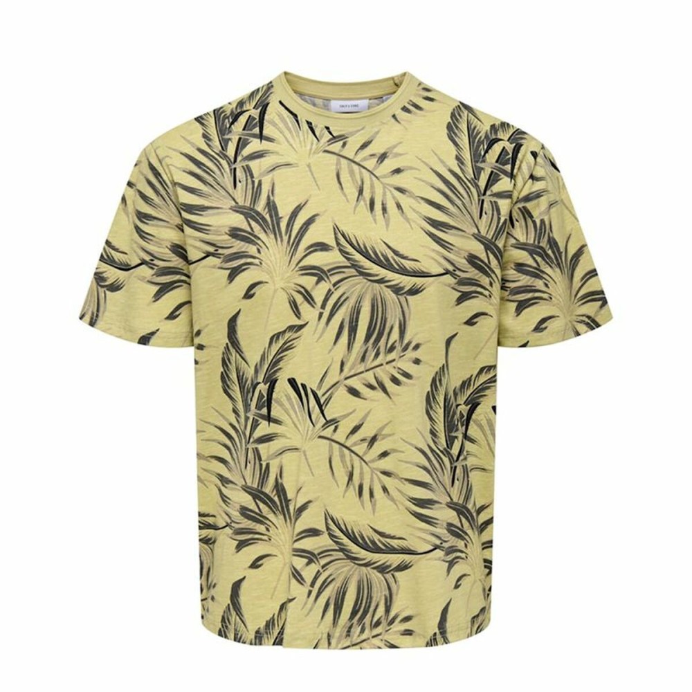 Tricou cu Mânecă Scurtă Bărbați Only & Sons Onskash Reg Leaf Aop Auriu*